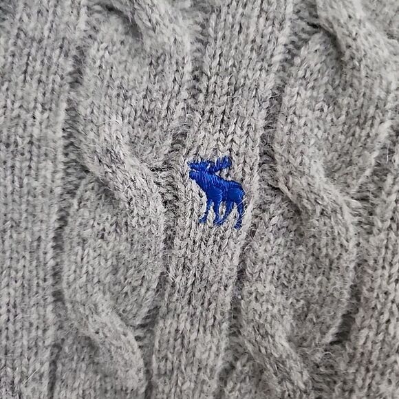 Abercrombie & Fitch Vintage Wool Cashmere Fisherman Cable Knit Sweater Mens L - Picture 2 of 7